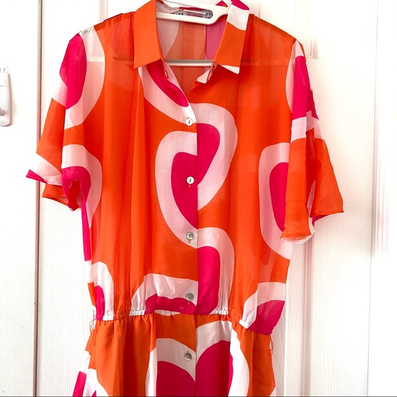 Gretchen Scott Panache  Maxi Dress Orange Pink Size L - Picture 4 of 7
